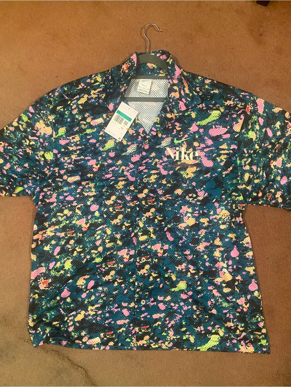 Nike Men’s Multicolor Splatter Short and shirt set— Teal, Pink & Yellow Accents